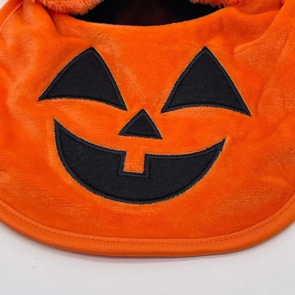 NWT Halloween Pumpkin Baby Bib & Booties Set Orange Black‎ Jack-o-Lantern Gift